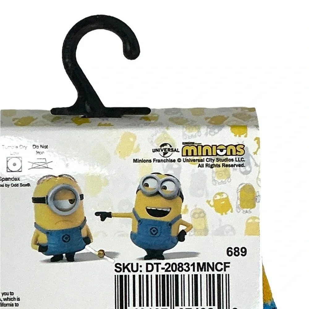 Despicable Me Minions  Novelty Crew Socks Yellow Blue Unisex Mens 6-12 Shoe Size